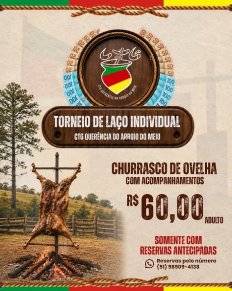 Torneio de laço individual e churrasco de ovelha e rês